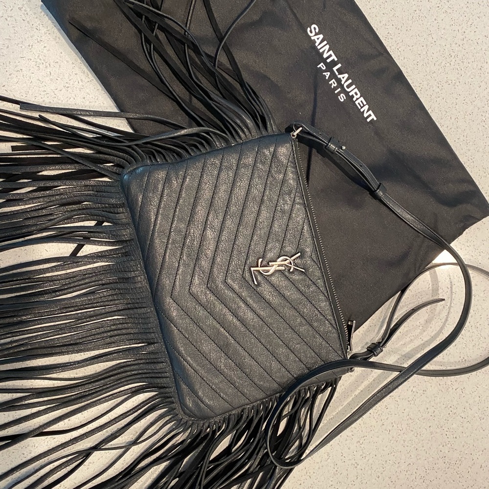 Saint Laurent Black Fringe Bag